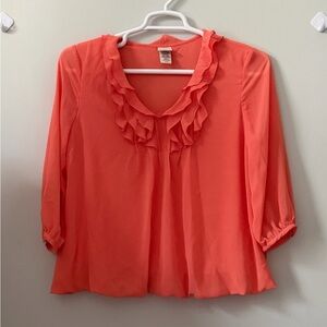 Covington Coral Ruffle-Front Blouse